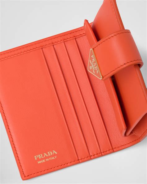 Orange Small Saffiano and leather wallet 